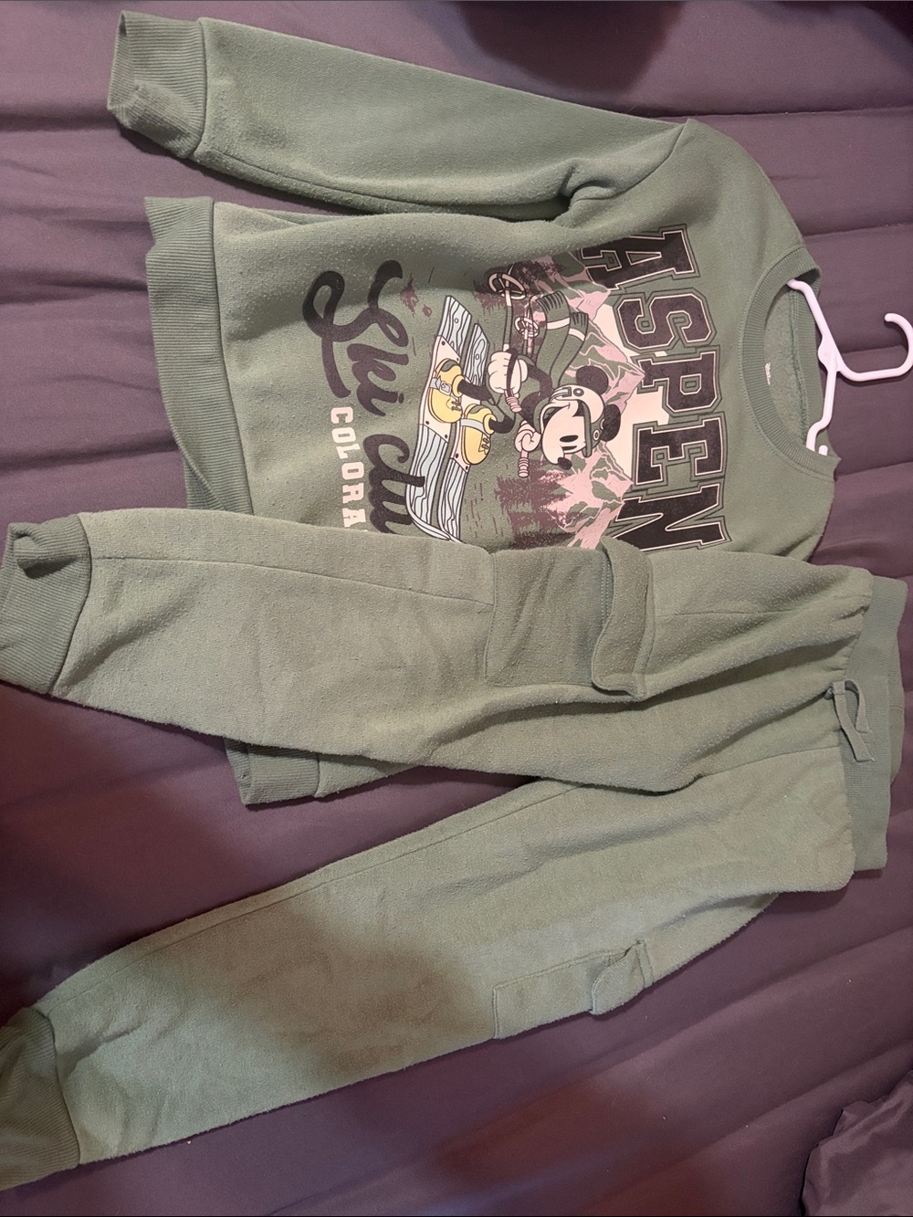 Disney Junior Mickey Kids Olive Green Aspen Graphic Sweatshirt and Joggers Set